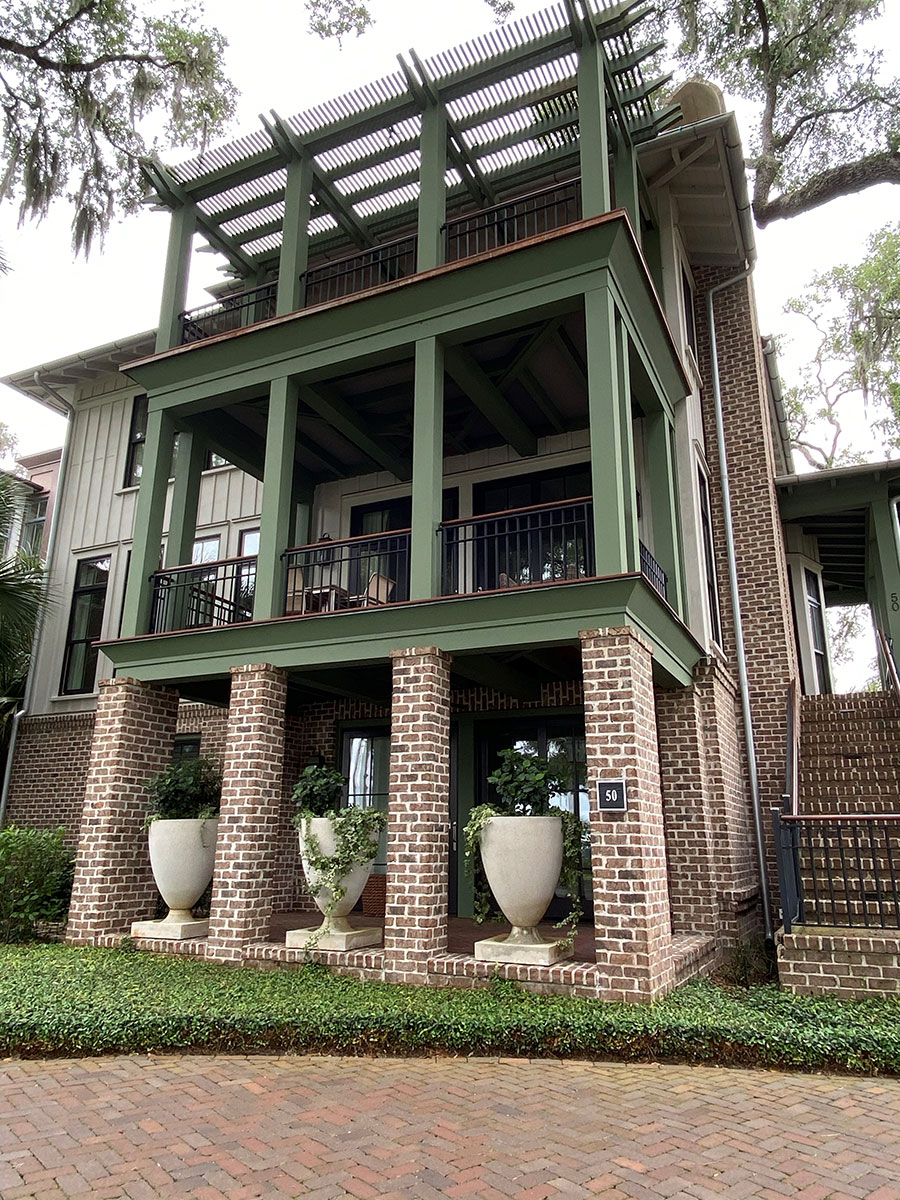 Brick columns on townhome