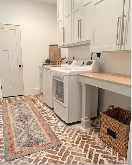 Brick laundry room floor